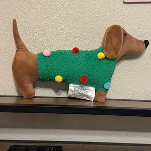 Target Wondershop Dachshund Dog Shape Christmas Holiday Throw Pillow 2023 Pompom